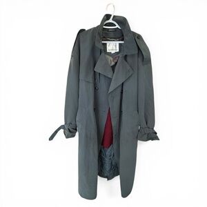 London Fog Dark Green Trench Coat – 46R – Removable Liner – Double Breasted